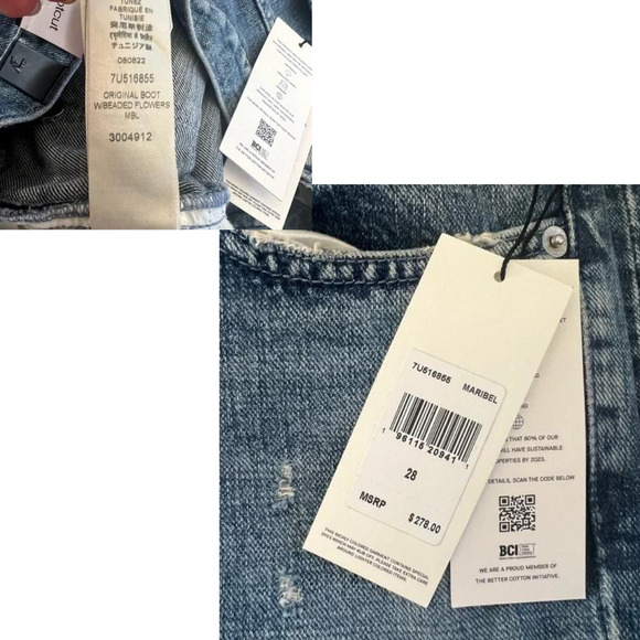 7 For All Mankind Maribel Original Bootcut Beaded floral Size 28 NWT $278 - Picture 10 of 10